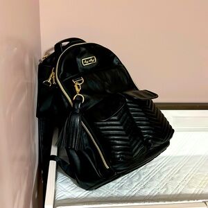 Itzy Ritzy Black Diaper Backpack with Gold Accents